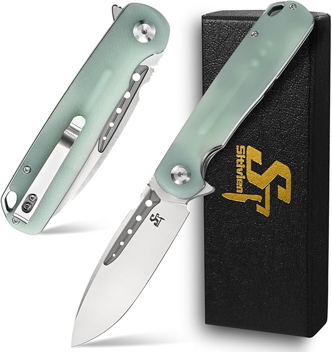Sitivien ST131 Folding Knife,D2 Blade G10 Handle EDC Tool Knife with Liner Lock for Outdoor Camping