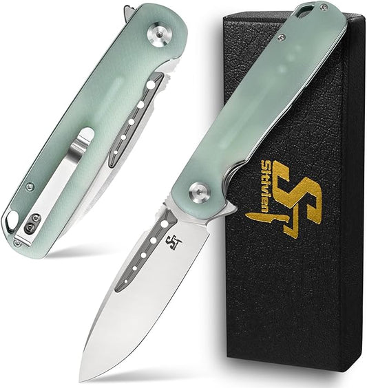 Sitivien ST131 Folding Knife,D2 Blade G10 Handle EDC Tool Knife with Liner Lock for Outdoor Camping