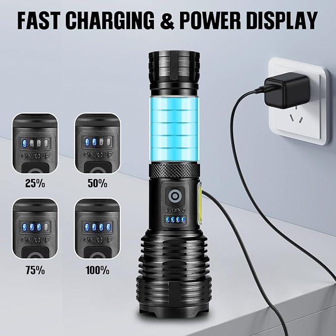 Flashlight LED Rechargeable Flashlights High Lumens, 99,000 LM Super Bright Powerful Flashlight