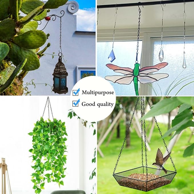 YINGFENG 236 Inch Black Metal Hanging Chains and Hanging Basket Hooks Set for Bird Feeders