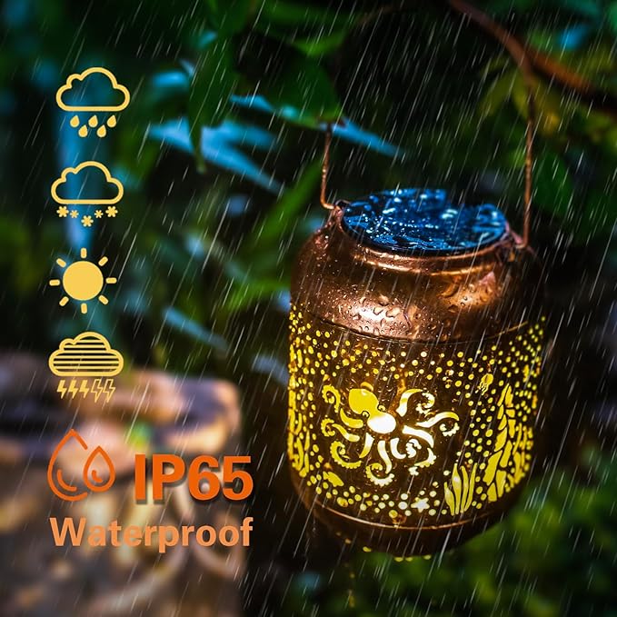 Octopus Solar Lanterns Outdoor Waterproof,Hanging Solar Lights Octopus Gifts for Women Men Metal