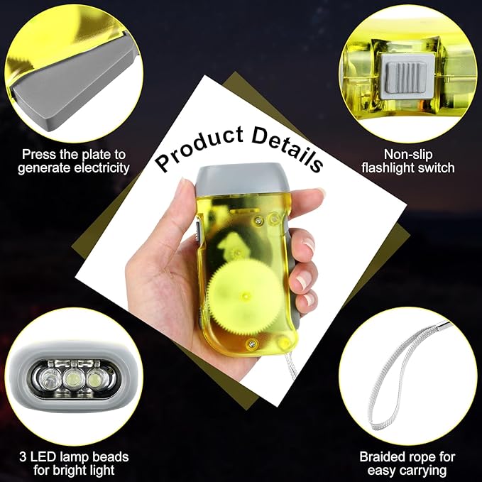 Treela 36 Pcs Hand Crank Flashlights Operation Christmas Bulk Items Squeeze Flashlight No Battery