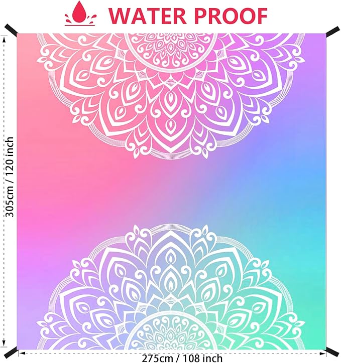 Beach Blanket Waterproof Sandproof Beach Mat 79" X 83"/10'x9'for 2-8 Adults Quick Drying Outdoor