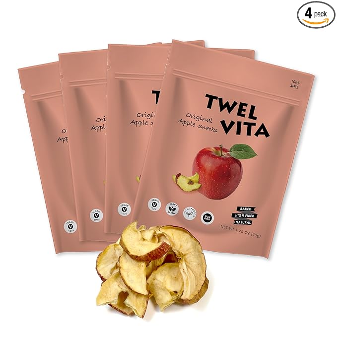 TwelVita Natural Baked Fuji Apple Crisps, Vegan Snacks, Clean Label, Non-GMO, Gluten-Free, 1.76 oz