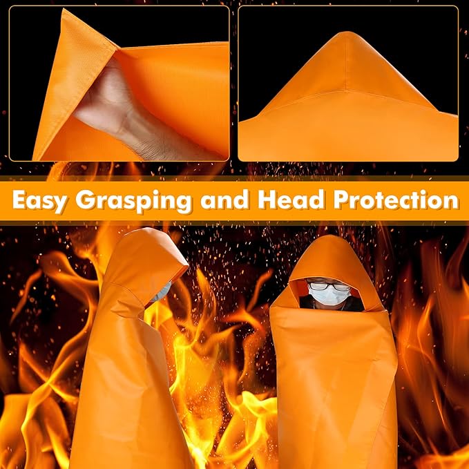 DIBBATU Fireproof Cloak, Fire Escape Cloak, Extra Big Fireproof Fiber Cape, Emergency Used as A