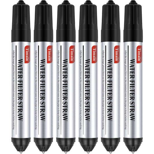 Timain 6 Pack Mini Water Filter Straws,Water Purifier Survival for Emergency Preparedness,Break