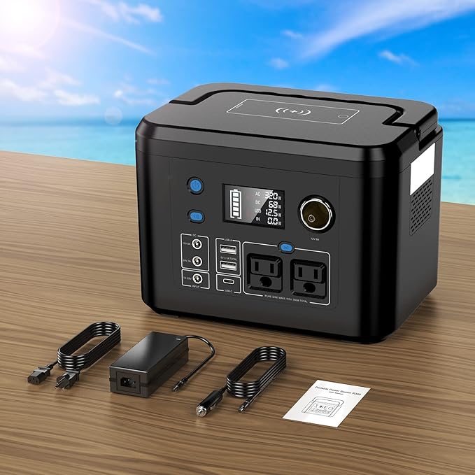 Portable Power Station 350W, Powkey 260Wh/70,000mAh Backup Lithium Battery, 110V Pure Sine Wave