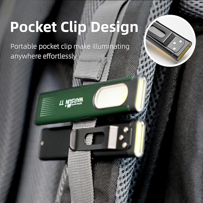 WARSUN Compact Multi-Mode Pocket LED Flashlight - 675LM, USB-C Rechargeable, IPX4, Dual Material