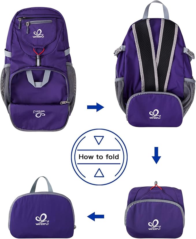 WATERFLY Small Lightweight Packable Backpack: 20l Ultra Light Foldable Travel Hiking Camping