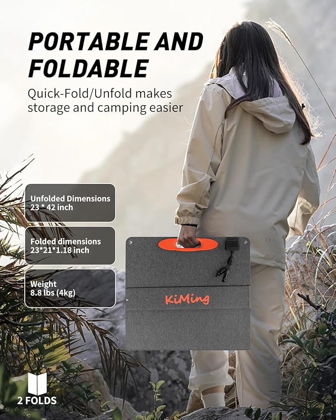 100W Foldable Solar Panel Charger - High Efficiency ETFE Lamination, Waterproof Design, MC4 Output