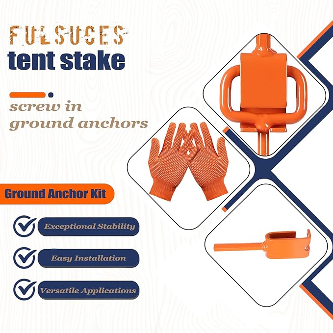 16In Tent Stakes, Ground Anchors Screw in, with 1PCS Tent Stakes Heavy Duty Adapter, for Screw