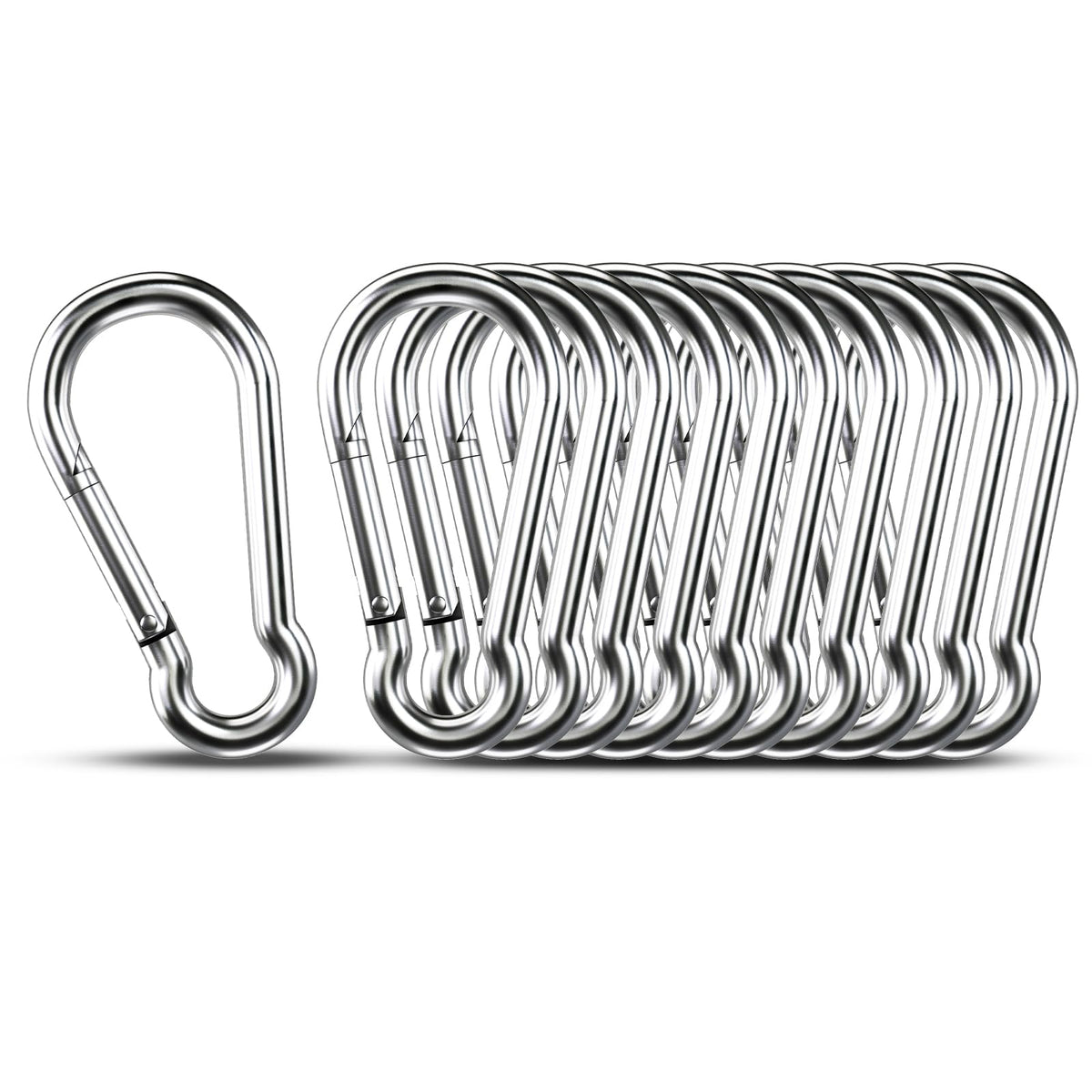 Small Carabiner Clip Hooks, 10pcs 1.57 inch Carabiners Heavy Duty, 304 Stainless Steel Spring Snap