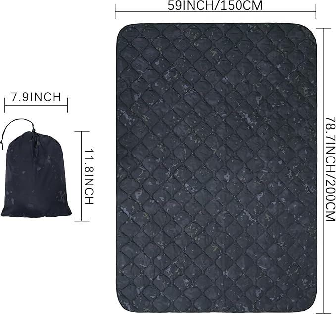 Poncho Liner Military Outdoor Camping Blanket for Travel, Beach, Grass, Picnic, Car Emergency