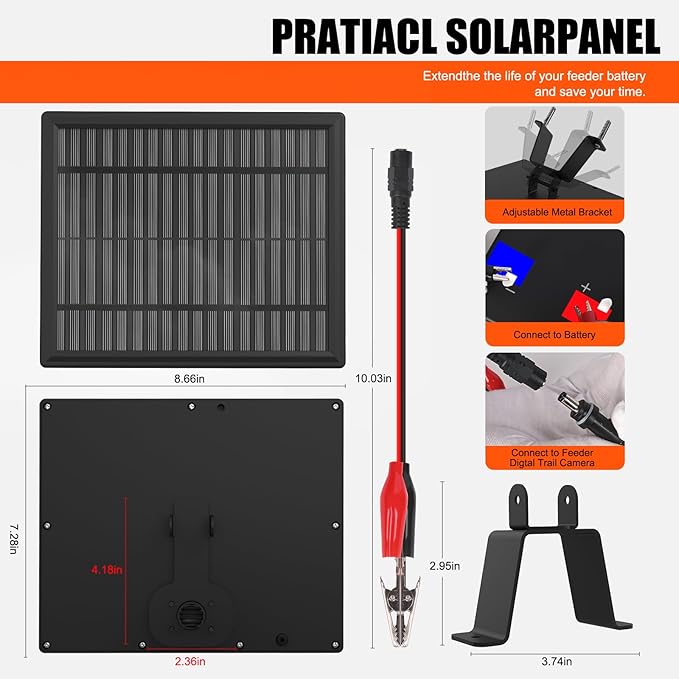 12V 3.6W Solar Panel Charger for Deer Feeders ??Waterproof Solar Battery Maintainer & Trickle
