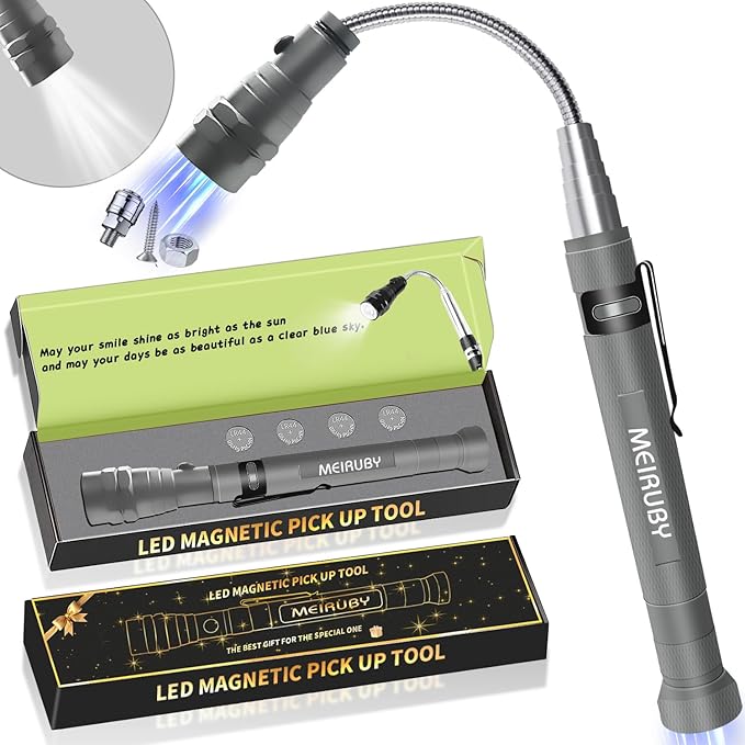 Magnetic Pickup Tool Gifts for Men, Stocking Stuffers for Men Adults, Telescoping Magnet Flashlight