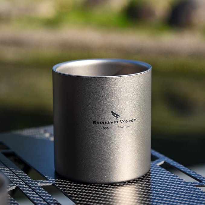 Boundless Voyage 3 in 1 Double Walled Titanium Cup Heat Resistant Mini Tea Drink Cup Outdoor