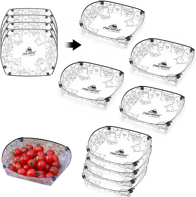 MIUPOO Collapsible Plate Set,Portable Mess Kit,Food Grade Material Free Folding Plate for Lunch