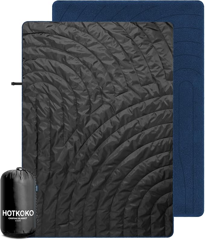 Waterproof Stadium Blanket, Fleece Camping Blanket Soft Warm Wearable Camp Blanket for Outdoor