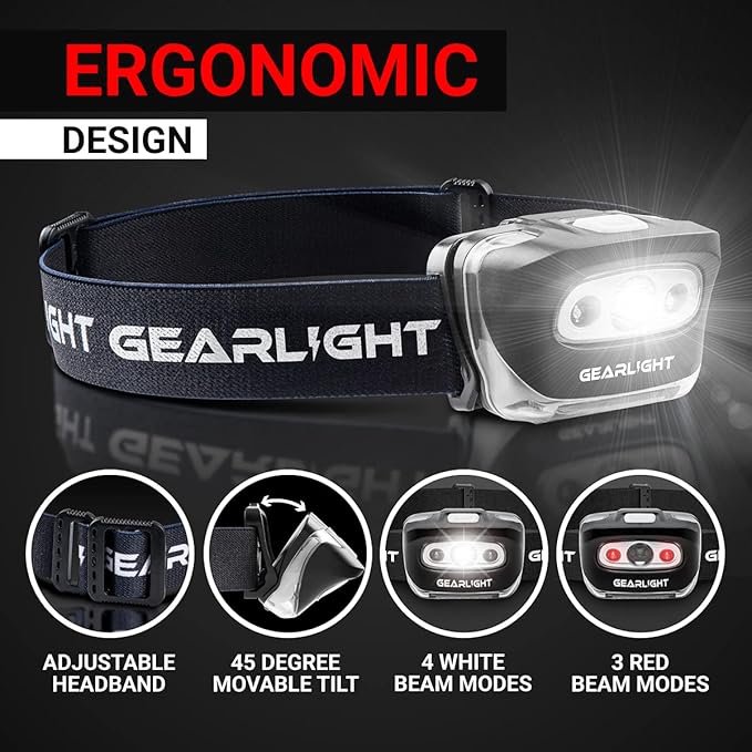 GearLight USB Rechargeable Headlamp Flashlight - S500 Running, Camping, and Outdoor LED Headlight
