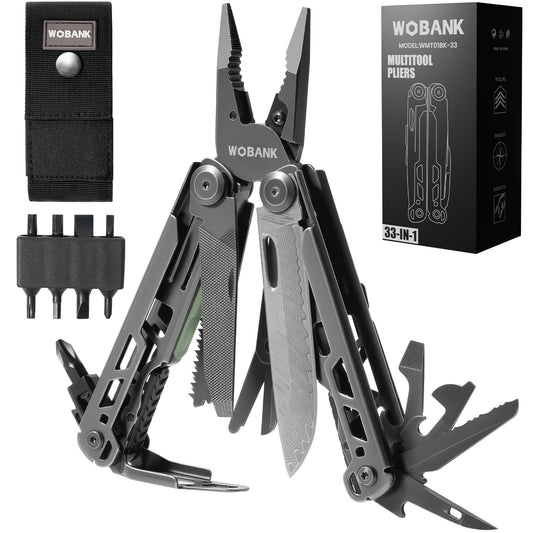 WOBANK 33-in-1 Multitool Pliers, Full-size, EDC Knife, Stainless Steel