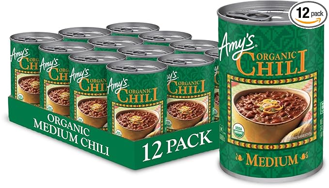 Amy's, Chili, Gluten Free, Vegetarian, Organic, Medium Spice, Jalapeño Pepper, 14.7, Pack of 12 oz