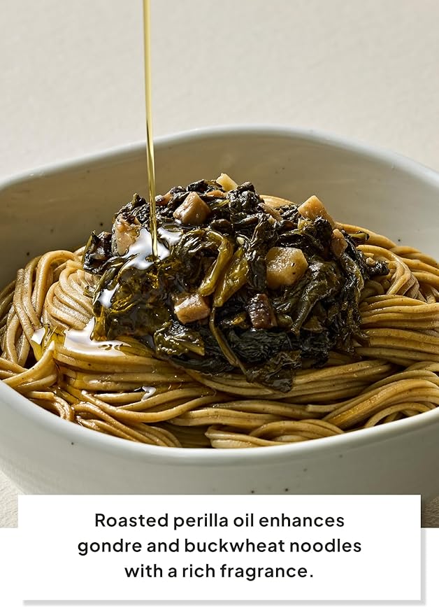 Korean Food Buckwheat Soba-Style Noodles with Perilla Oil & Gondre ??Authentic Korean Herb Flavor