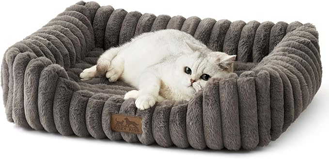 Orthopedic Dog Bed for Small Dogs & Cats - Washable Rectangle Pet Bed with Anti-Slip Bottom, Soft