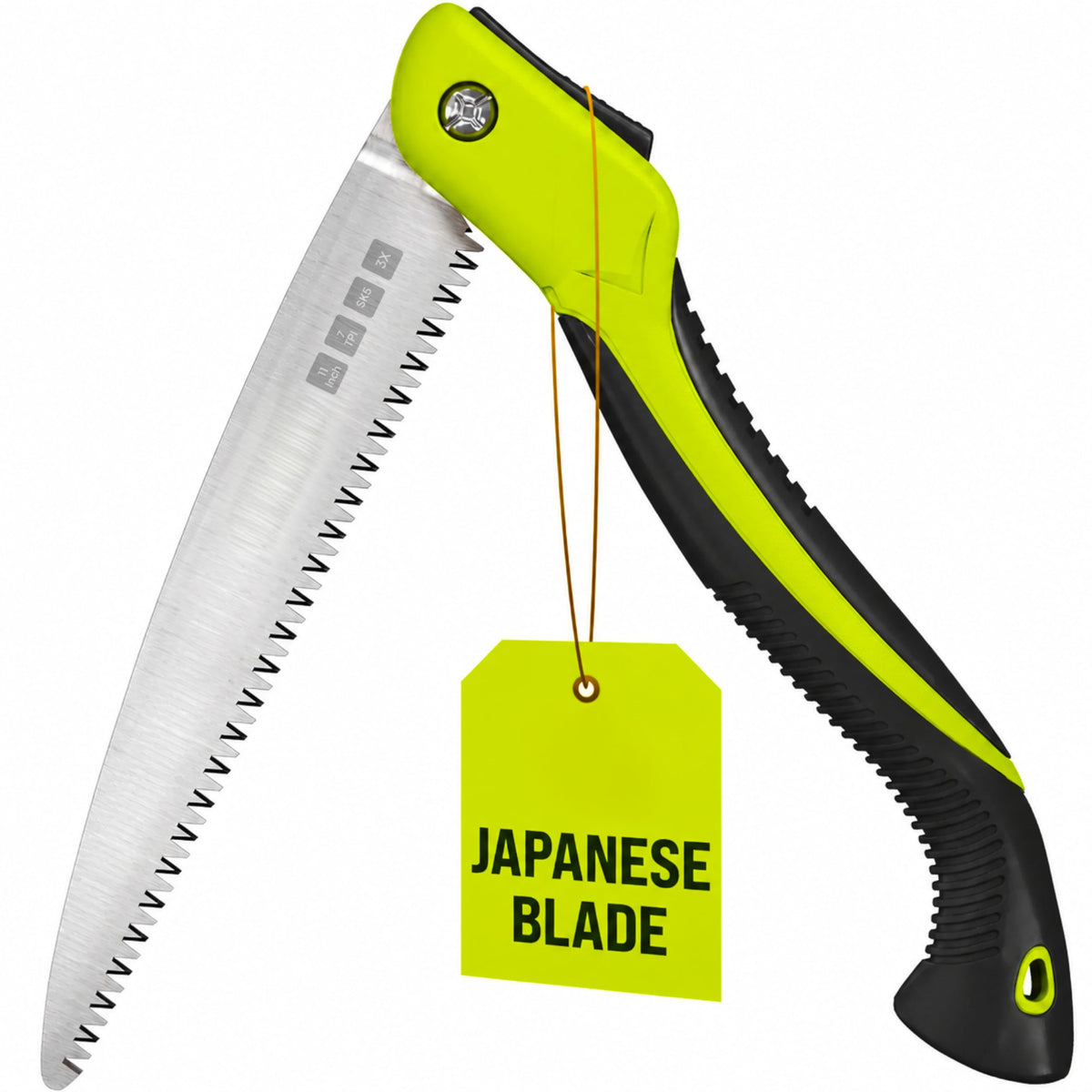 Folding Camping saw 11 Inch - Heavy Duty Pruning Saw with Triple-Cut SK5 Blade, 7 TPI Razor Teeth