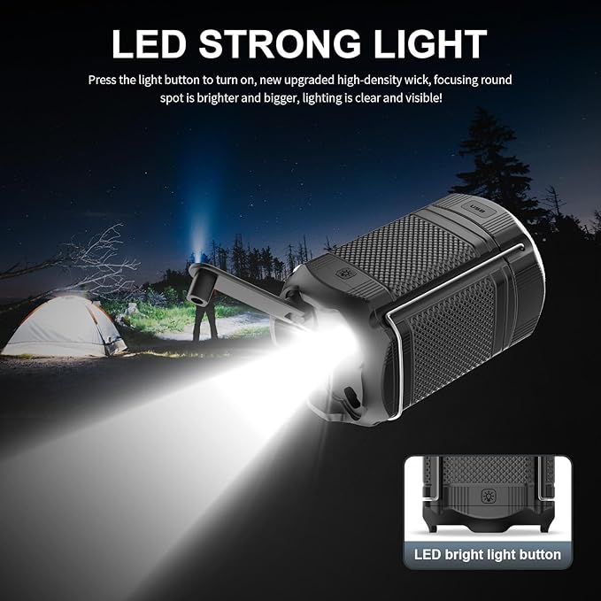 Camping Lantern 5000mAh Solar Hand Crank Telescopic LED Flashlight USB Charger for Power Outages