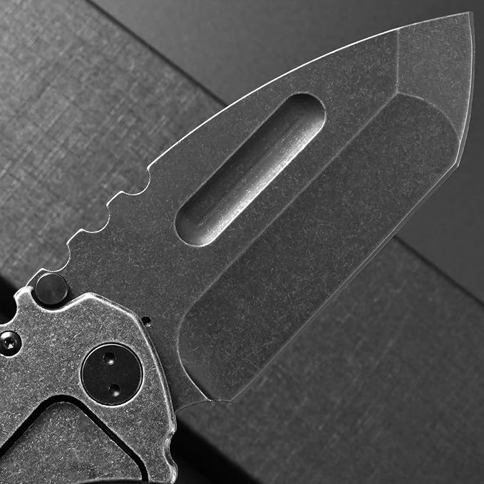 Ccanku C1137 Folding Knife, D2 Steel Blade Steel Handle EDC Tool Knife for Outdoor Camping Hiking
