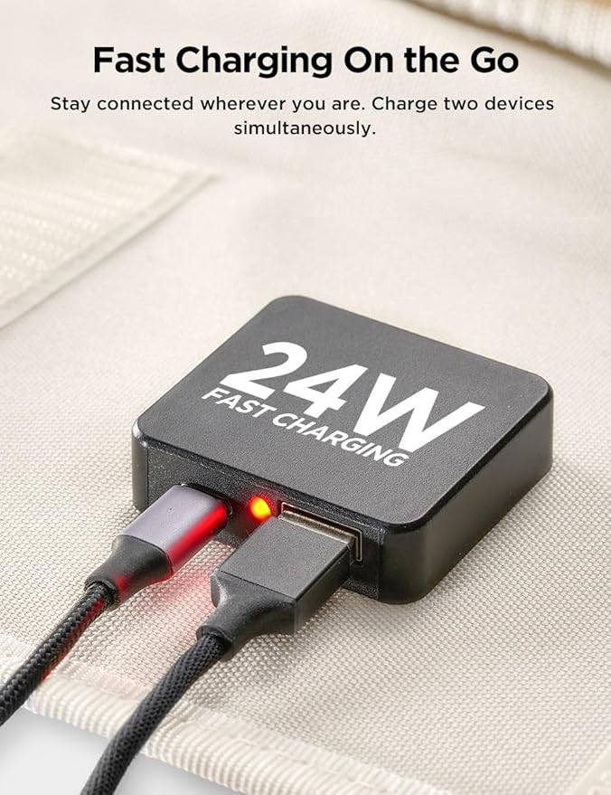 Litheli 24W Portable Solar Panel Charger with Bag, Foldable USB-C & USB-A Solar Power Bank for