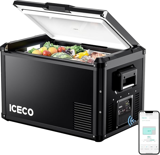ICECO VL60 ProS Portable Refrigerator, Multi-directional Lid, Dual USB & DC 12/24V, AC 110-240V