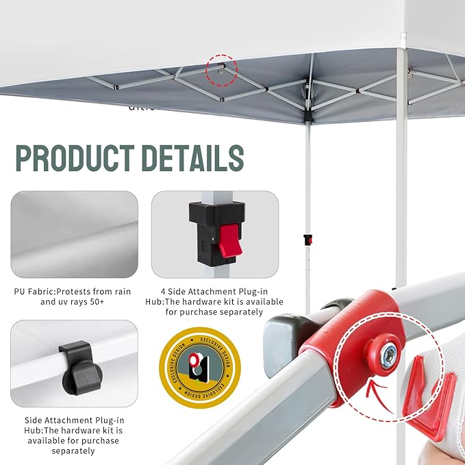 CROWN SHADES 8x8 Pop Up Canopy Tent,Commercial Canopy Tent Heavy Duty with 4" Wheels,4 Upgraded