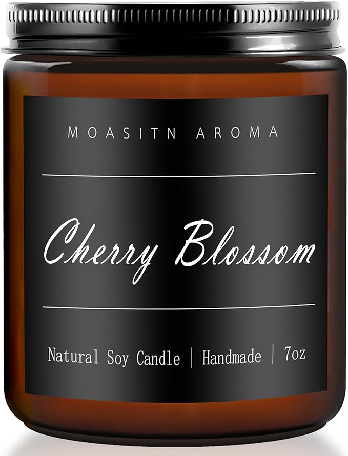 MOASITN Cherry Blossom Heavenly Scented Candles for Home| Natural Soy Aromatherapy Candle| Handmade