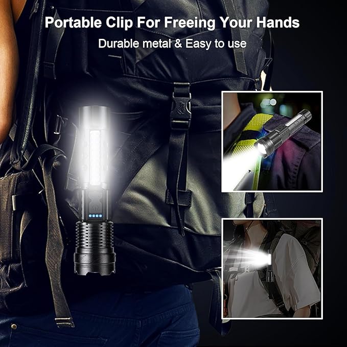 Rechargeable Flashlights High Lumens 2 Packs, 980,000L Super Bright Zoomable Tactical Flash Light