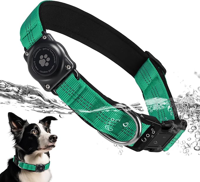 Upgraded AirTag Dog Collar, IP68 Waterproof Air Tag Dog Collar Holder, Reflective, Ultra-Durable