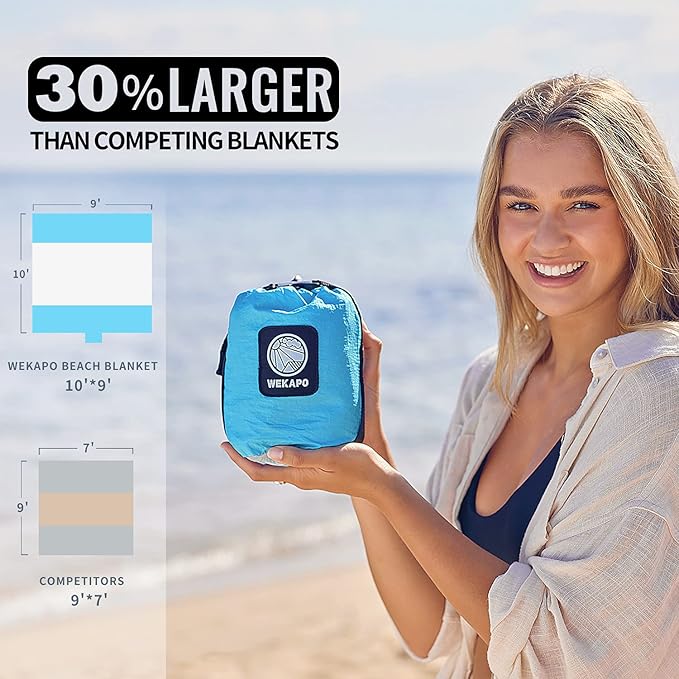 WEKAPO Beach Blanket Sandproof Waterproof, Extra Large Beach Mat, Oversized & Compact Sand Free Mat
