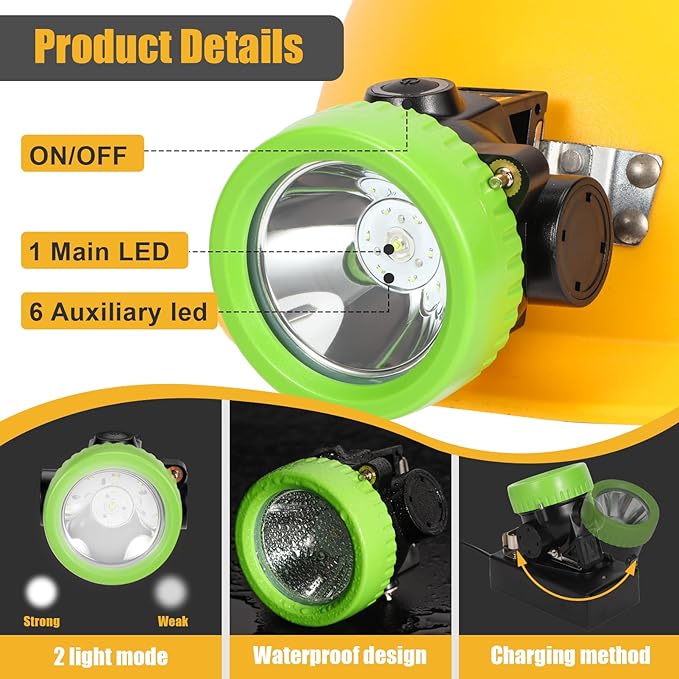 Rechargeable Mining Headlamp with 7 LEDs, Explosion-Proof Cap Light for Coon Hunting, Hard Hat