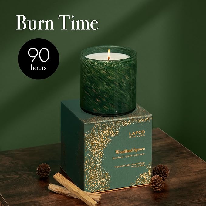 LAFCO New York Holiday Signature Candle, Woodland Spruce - 15.5 oz - 90-Hour Burn Time - Reusable