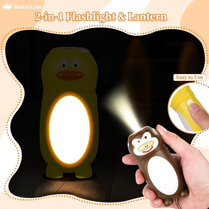 KunHe 8 Pack Animal Flashlights for Kids 2 in 1 Toddler Flashlight Camping Lantern Flashlights