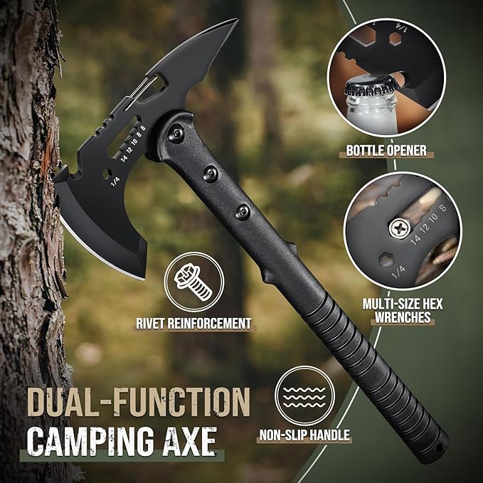 Freelander Tactical Axe 2 Pack, Sharp Tomahawk with Sheath, Portable Tomahawk with Clip and Bottle