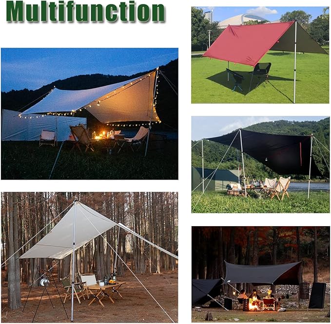 HIKEMAN Tent Poles Camping Poles for Tarp Awning Canopy Porch Sun Sails Tarpaulin Headroom