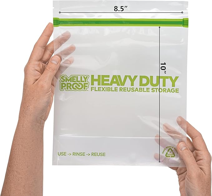 HEAVY DUTY Reusable STAND-UP Bags for Food Storage by Smelly Proof, USA Made, NO PEVA & BPA FREE