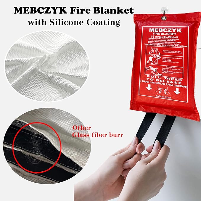 Fire Blanket Kitchen Emergency Blankets with Silicone Coating.Fireproof Blanket Fire Blanket for