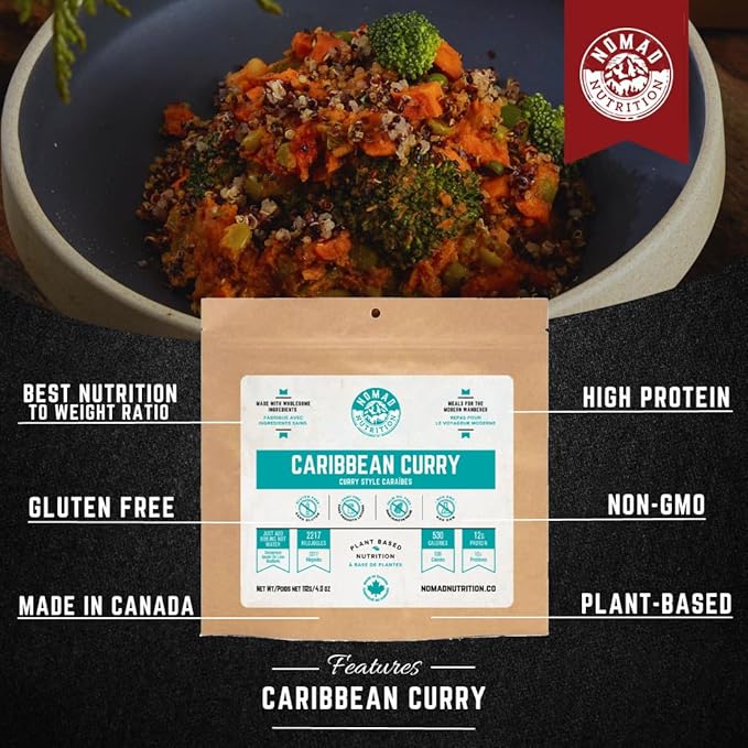 Nomad Nutrition Caribbean Curry | Instant Freeze Dried Backpacking & Camping Food | Plant-Based