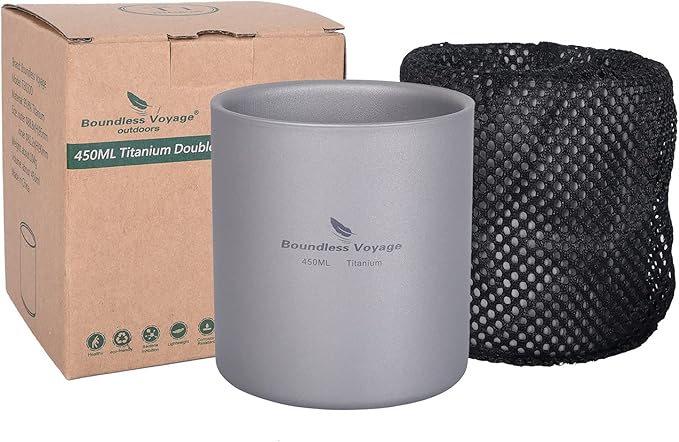Boundless Voyage 3 in 1 Double Walled Titanium Cup Heat Resistant Mini Tea Drink Cup Outdoor