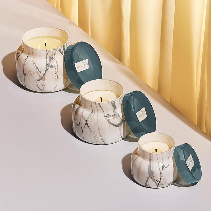 Capri Blue Scented Candles - Modern Marble Oversized Jar - Luxury Candles for Home Scented with