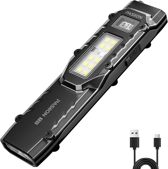 EDC Tactical Flashlight, Flat Flashlights Rechargeable,Dual-Switches LED Small Flashlight with
