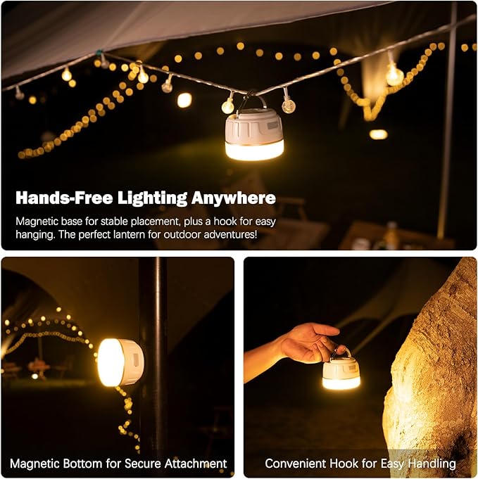 Rechargeable LED Camping Lantern 1000LM, 300H Runtime, 6400mAh, IPX5 Waterproof Tent Light for