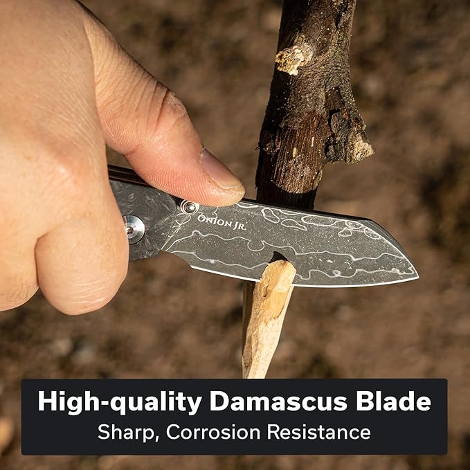 CIVIVI Crabby Pocket Knife, EDC Folding Knife for Men Women with Damascus Blade Contoured Shredded